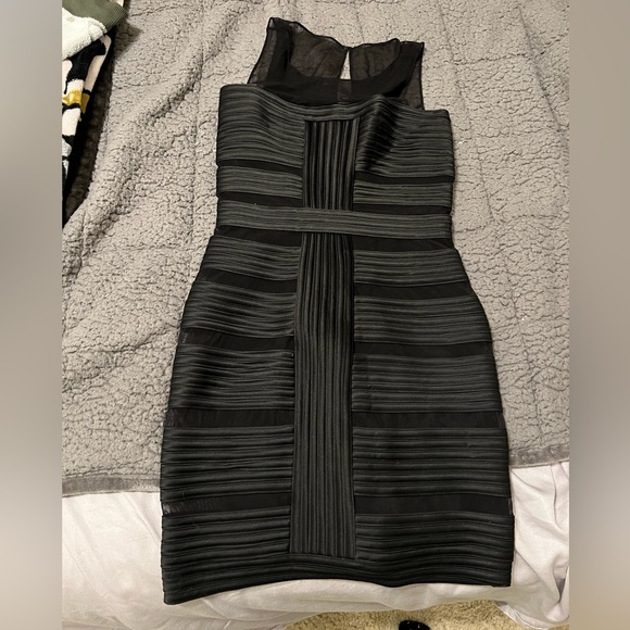 CACHE bondage black cocktail dress with mesh and satin details size 2 - Picture 1 of 4